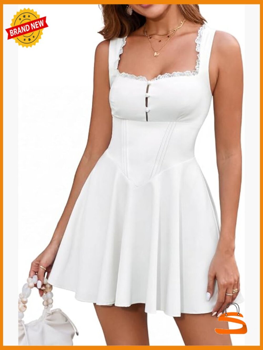 Summer Graduation Mini Dress Square Neck Lace Ruffle A-Line Corset Short Party